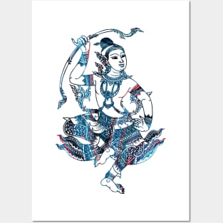 Rama Thai Traditional Classical Dancer Illustration Posters and Art